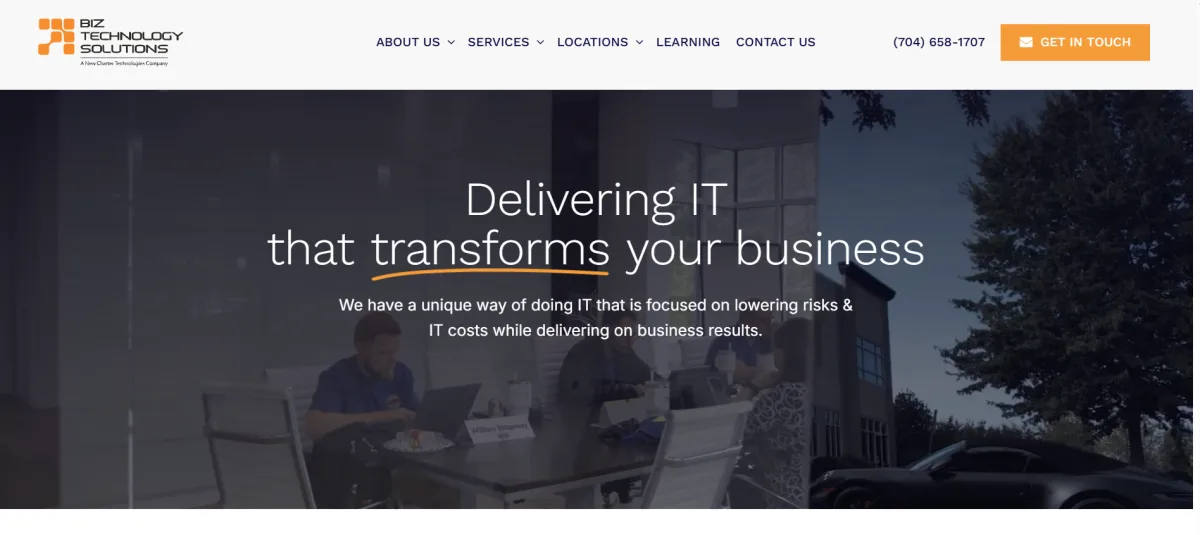 Biz Technology Solutions managed IT Charlotte homepage screenshot