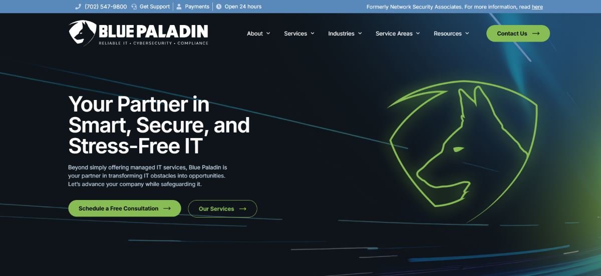 Blue Paladin managed IT for banking and financial firms in Las Vegas homepage