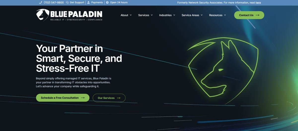 Blue Paladin managed IT services for construction and AEC firms in Las Vegas NV homepage