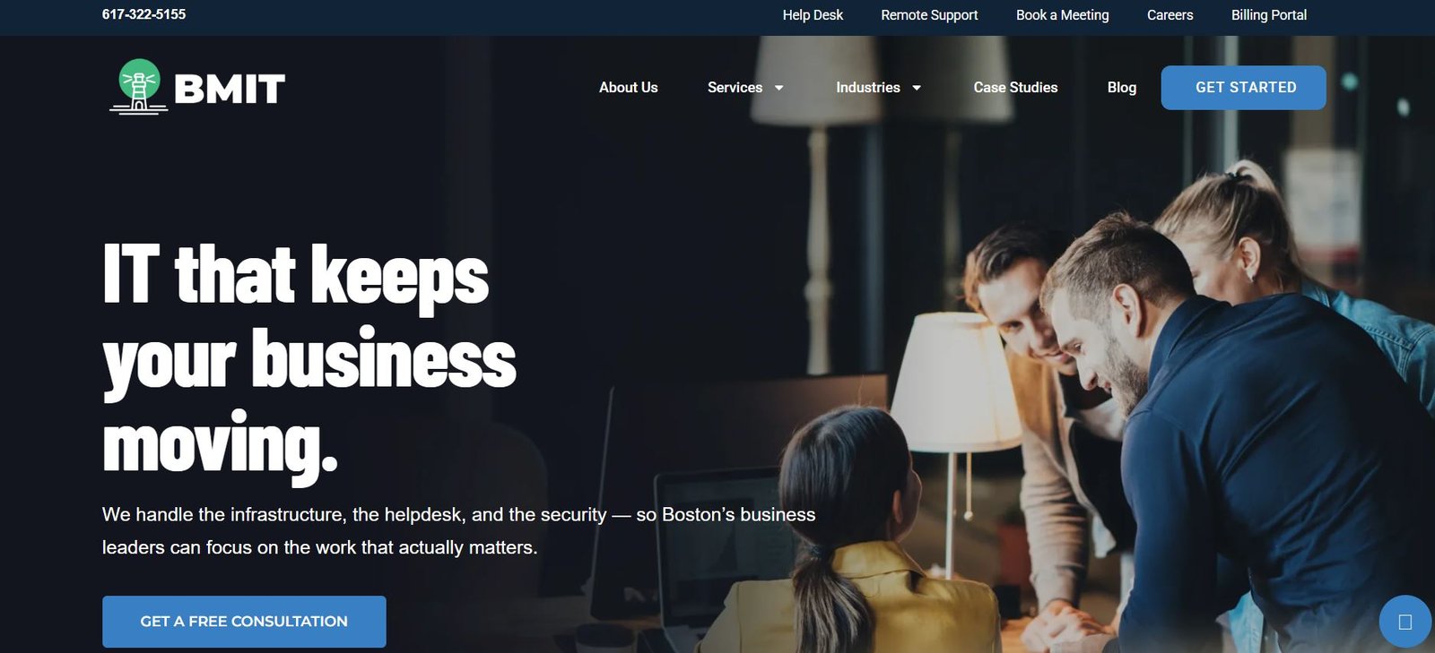 Boston Managed IT BMIT financial services MSP Boston homepage screenshot