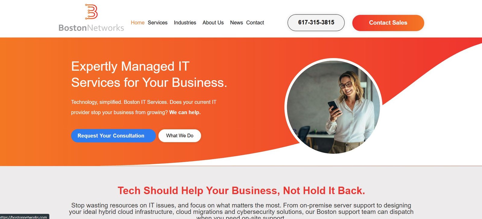 Boston Networks managed IT financial services Boston homepage screenshot