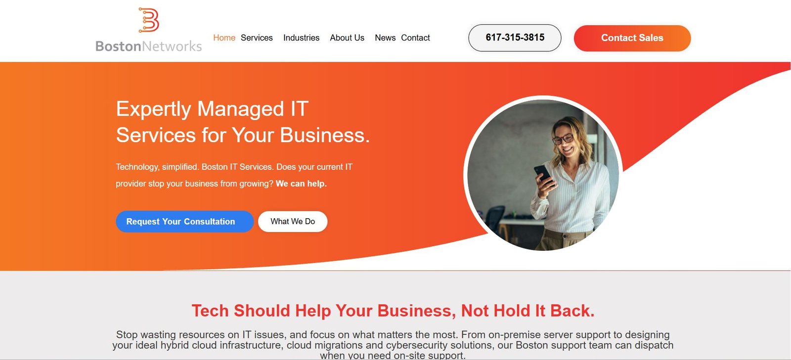 Boston Networks managed IT law firms Boston homepage