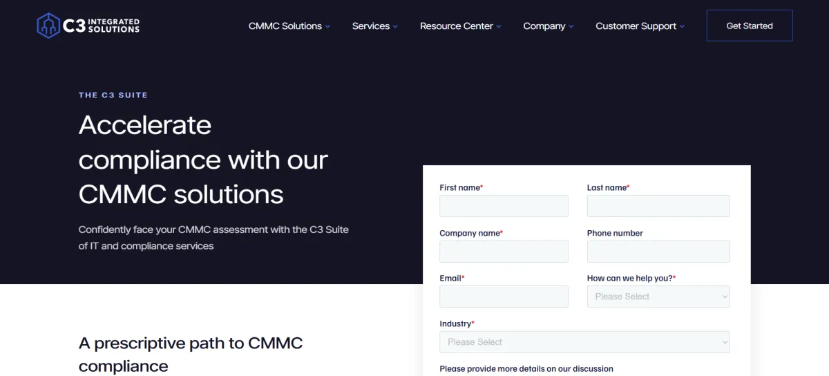 C3 Integrated Solutions CMMC compliance Virginia Beach homepage