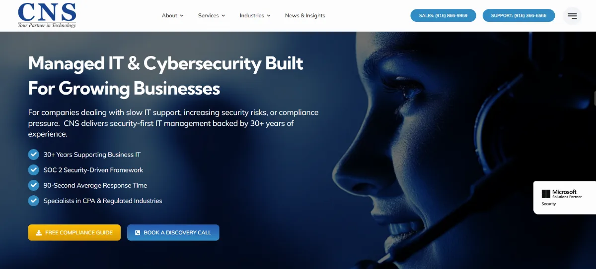 Capital Network Solutions managed IT services Sacramento homepage