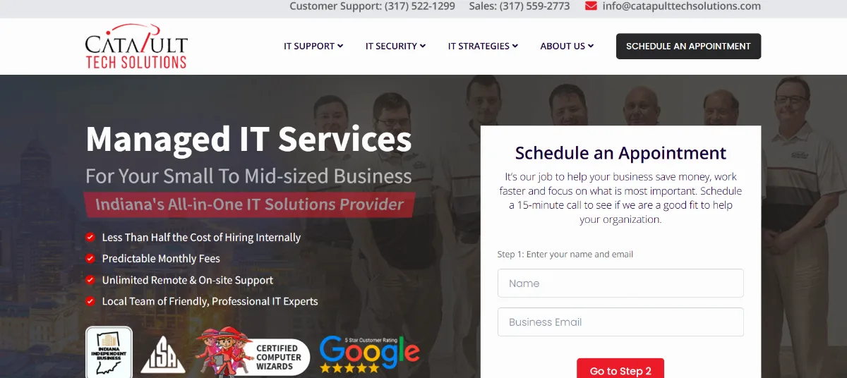 Catapult Tech Solutions HIPAA IT support in Indianapolis homepage