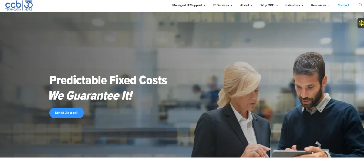 CCB Technology managed IT services for SE Wisconsin manufacturers homepage screenshot