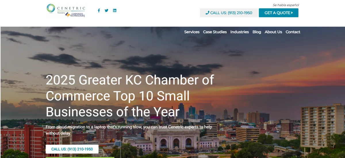 Cenetric Corporate Technologies managed IT Kansas City homepage