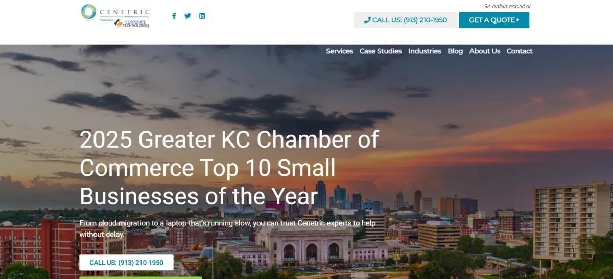 Cenetric Corporate Technologies IT services Kansas City homepage