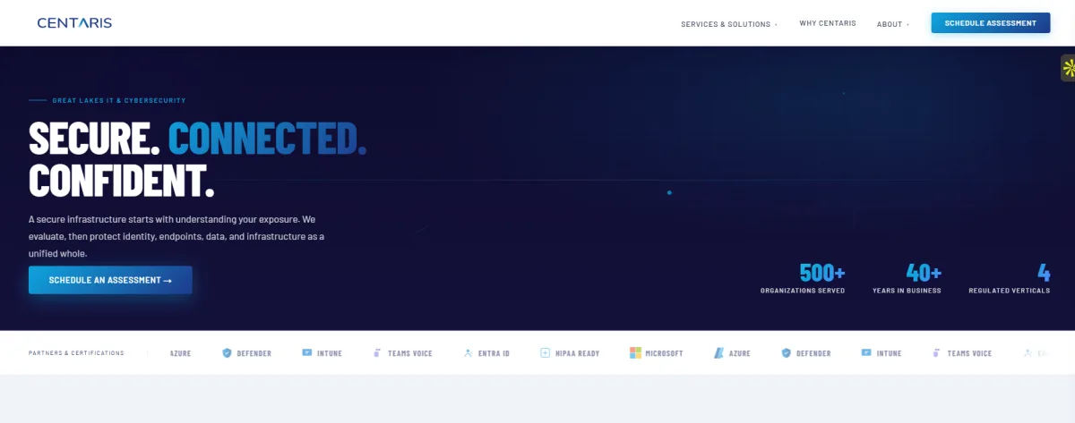 Centaris managed IT Sterling Heights Michigan — homepage