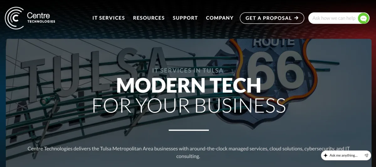 Centre Technologies managed IT services for manufacturing Tulsa Oklahoma homepage