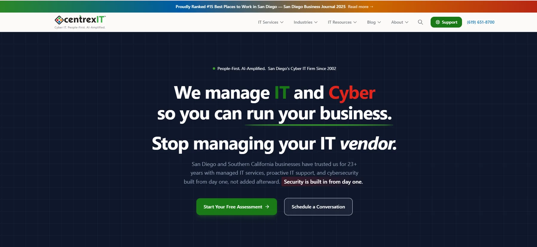 centrexIT managed IT services for biotech in San Diego homepage