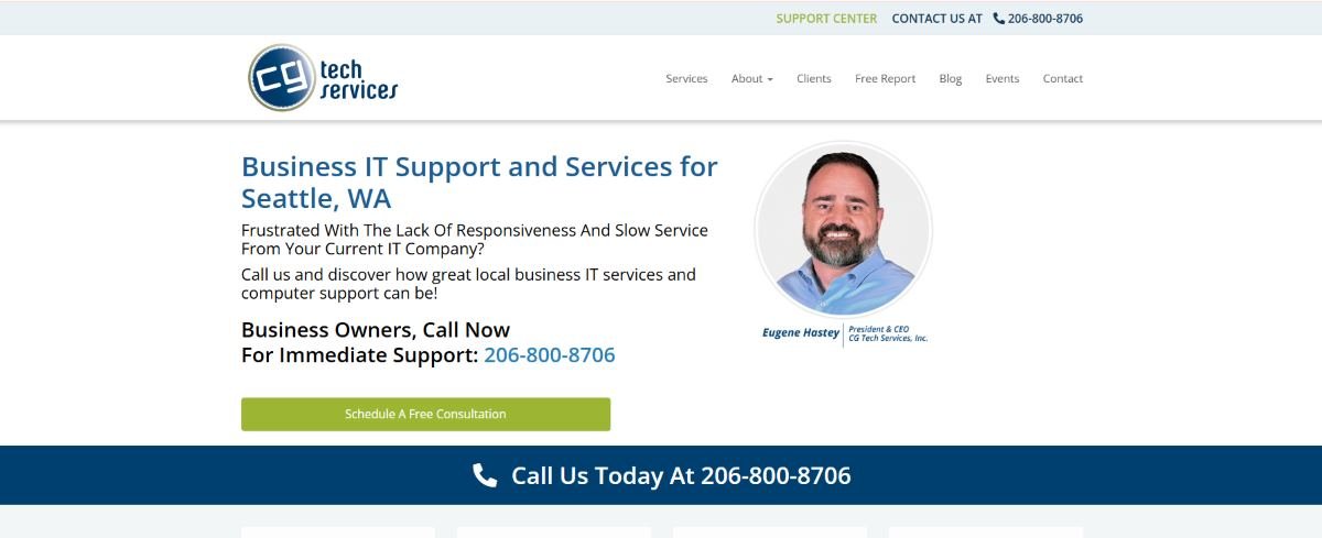 CG Tech Services Seattle nonprofit IT support homepage screenshot