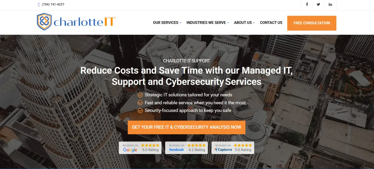 Charlotte IT Solutions healthcare managed IT services Charlotte NC homepage