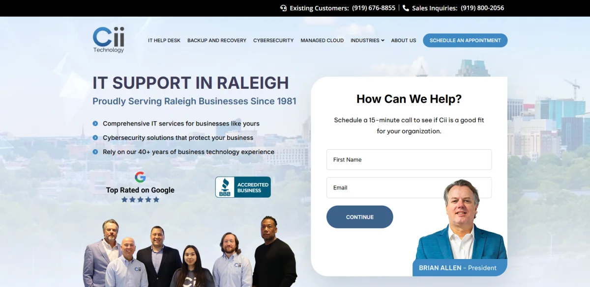 Cii Technology Solutions managed IT in Raleigh — homepage