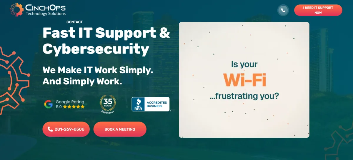 CinchOps construction IT services for Houston contractors — homepage