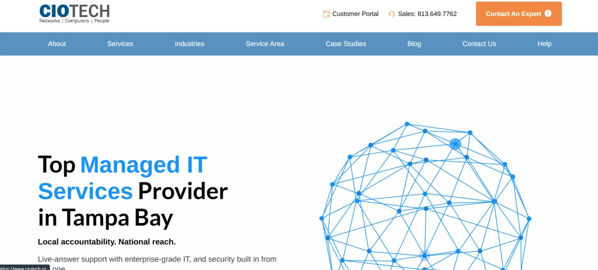 CIO Technology Solutions healthcare managed IT services in Tampa homepage