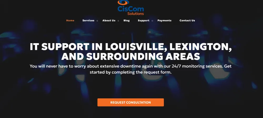 CisCom Solutions SMB managed IT Louisville homepage screenshot