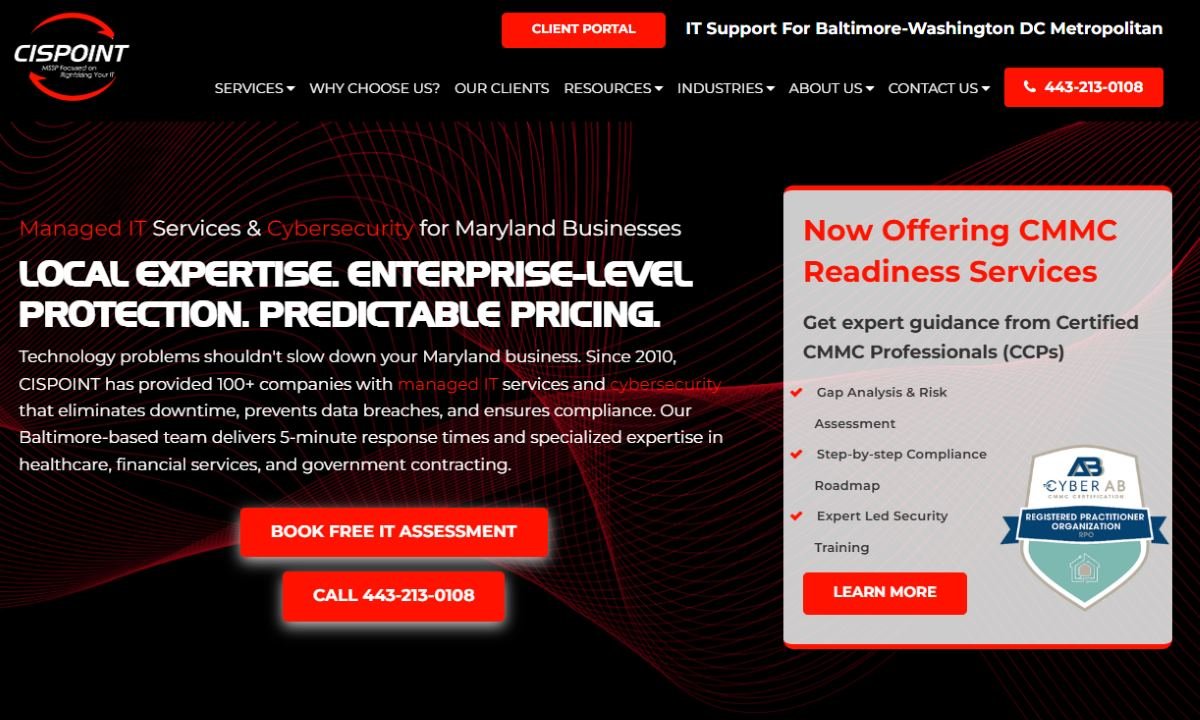 CISPOINT homepage — Baltimore-Washington GovCon MSSP and Cyber AB RPO