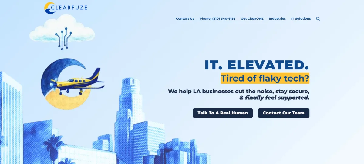 ClearFuze Networks homepage — legal IT and managed services provider in West Los Angeles