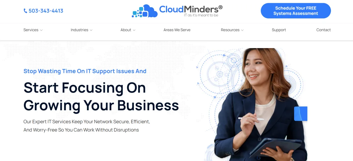 CloudMinders healthcare IT support Portland Oregon homepage
