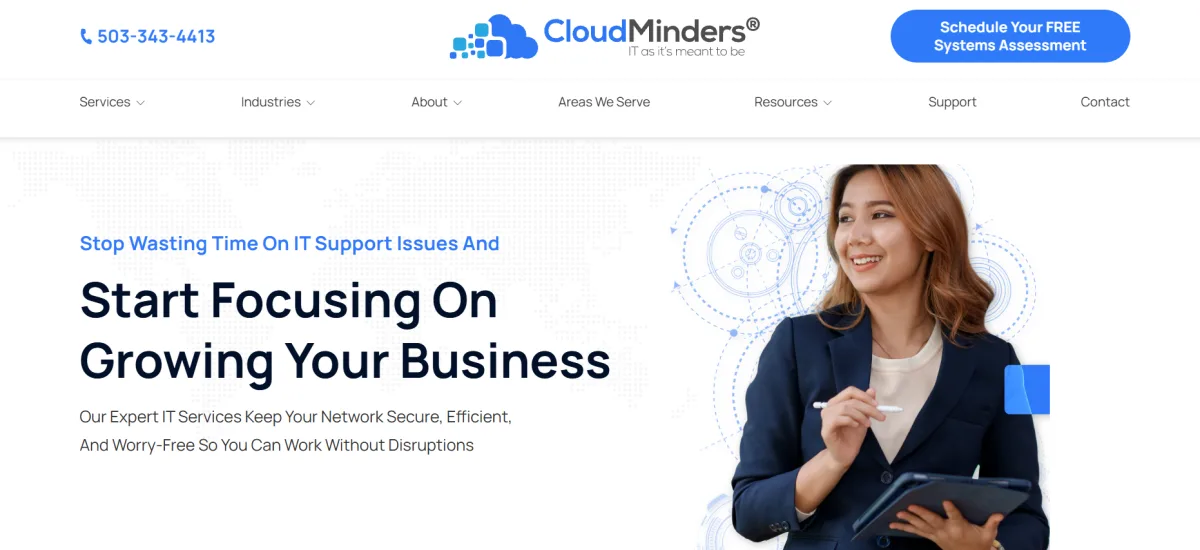 CloudMinders IT support for law firms in Portland, homepage