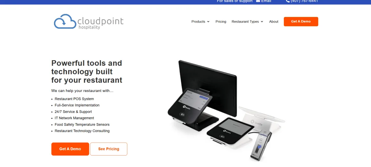 Cloudpoint Hospitality restaurant POS and IT services for hospitality in Tampa homepage