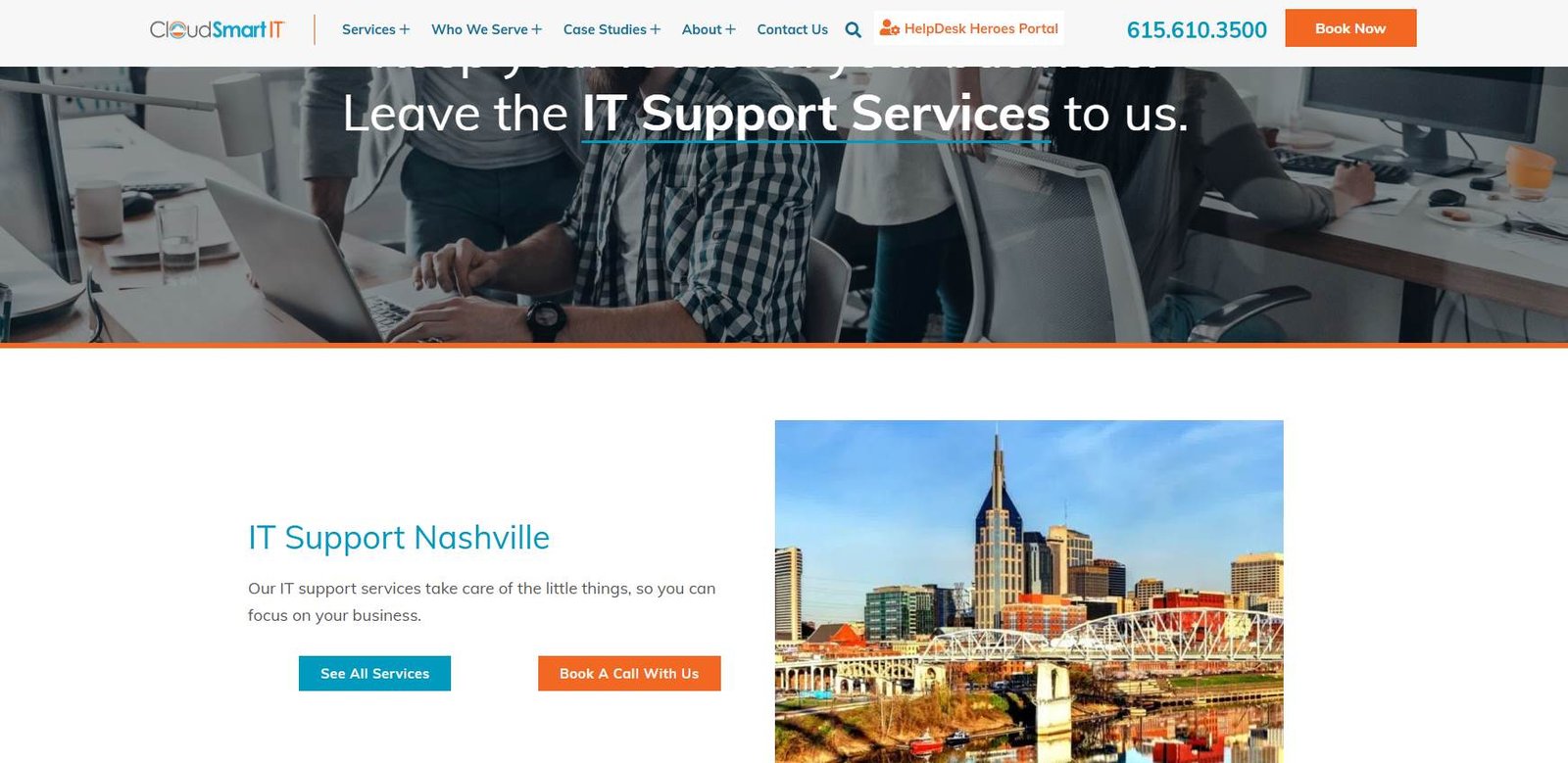 CloudSmart IT managed IT for manufacturing Nashville area homepage screenshot