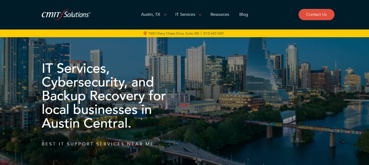 CMIT Solutions Austin homepage — national franchise healthcare IT services in Austin, ranked #4 by itreviews.co with Trust Score 7.3/10