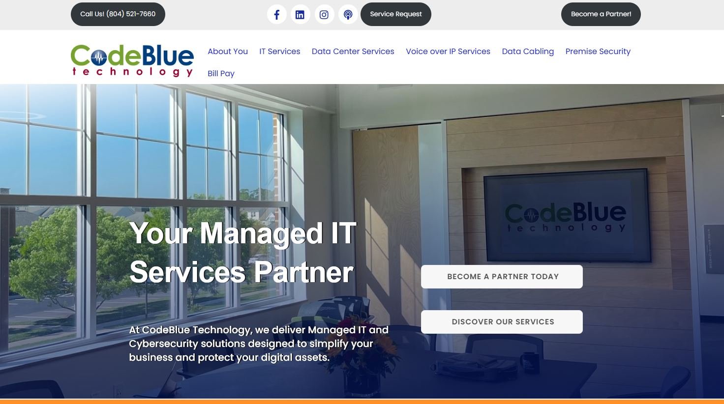 CodeBlue Technology managed IT Richmond Virginia homepage screenshot