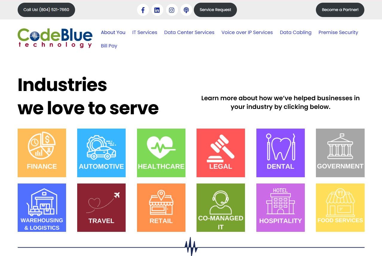 CodeBlue Technology managed IT in Richmond Virginia for law firms homepage