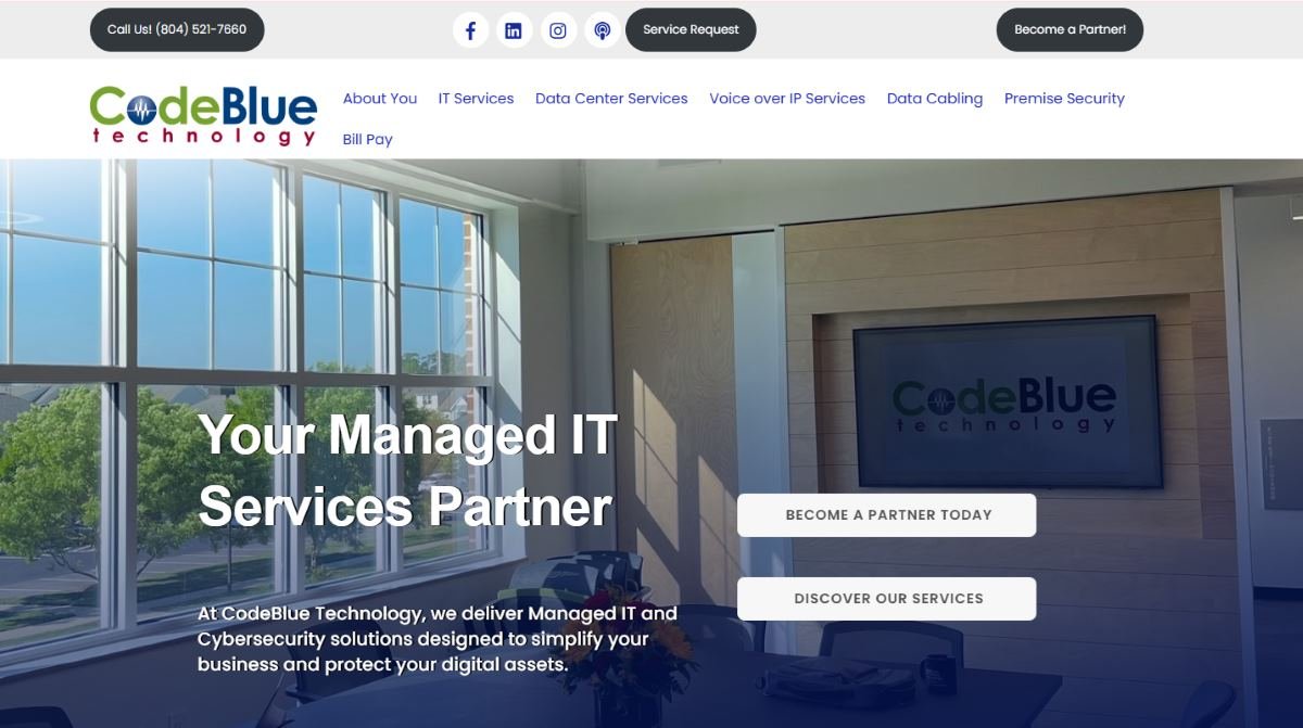 CodeBlue Technology managed IT professional services Mechanicsville Richmond VA homepage