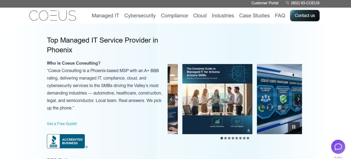 COEUS Consulting managed IT services in Phoenix - homepage screenshot