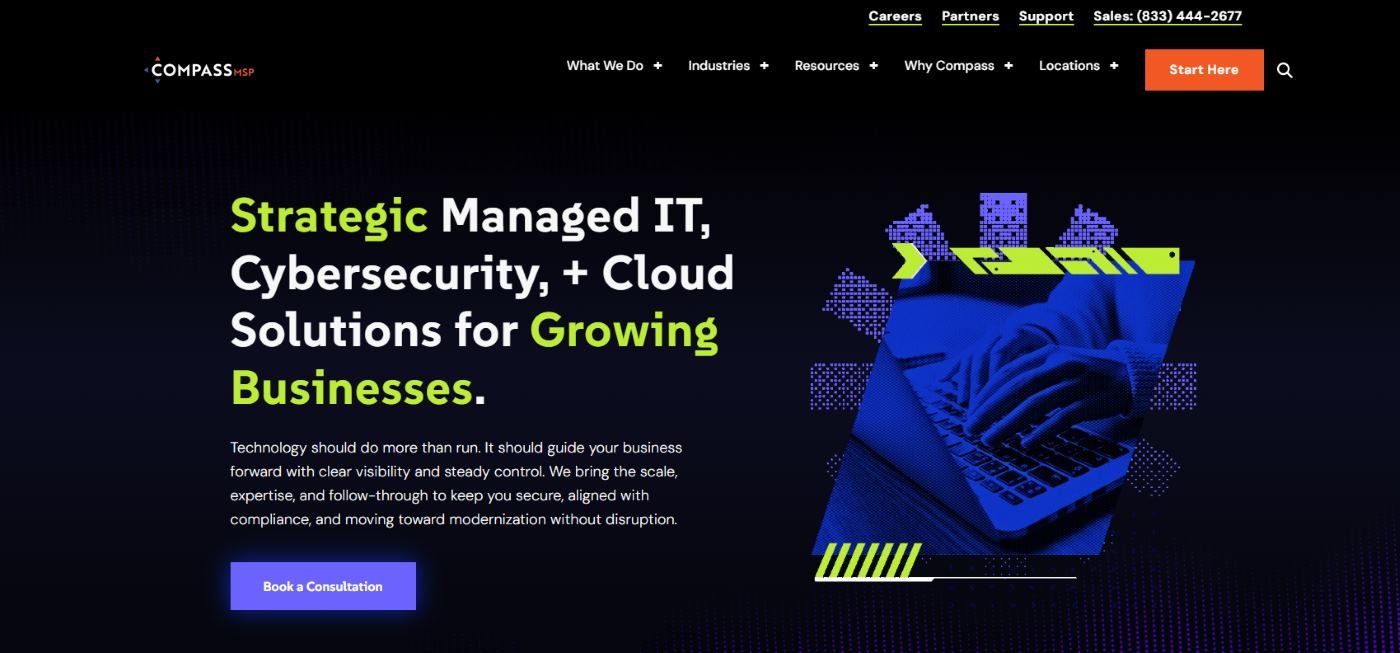 CompassMSP financial IT services and SEC FINRA compliance Seattle homepage screenshot