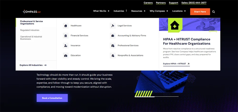 CompassMSP HIPAA and HITRUST healthcare IT compliance Tucson Arizona homepage