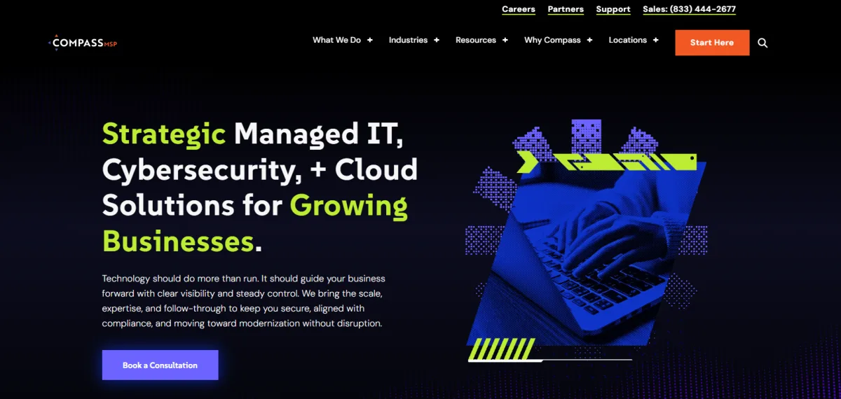 CompassMSP homepage - managed IT and cybersecurity for manufacturers