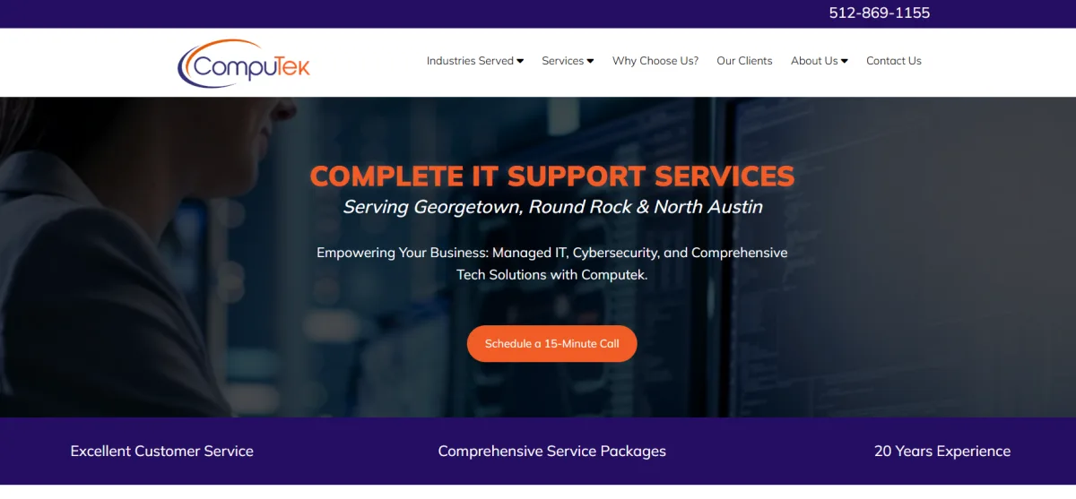 Computek homepage — Central Texas medical office IT in Georgetown, ranked #6 by itreviews.co with Trust Score 6.4/10