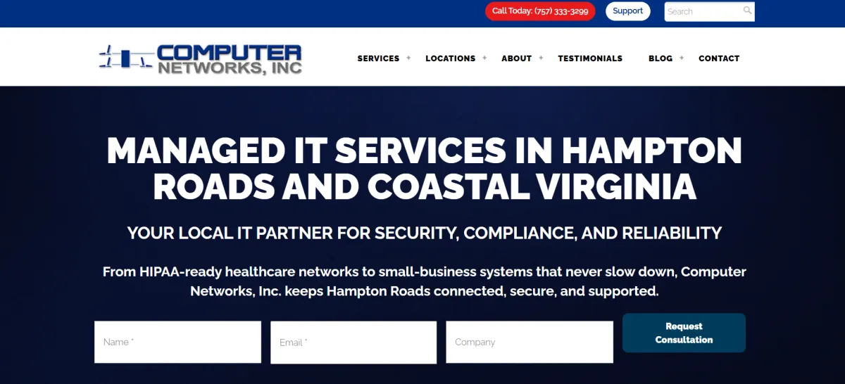 Computer Networks Inc managed IT Hampton Roads government contractors homepage