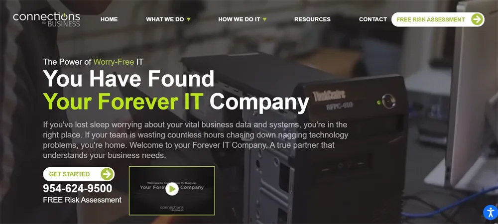 Connections for Business managed IT services South Florida homepage