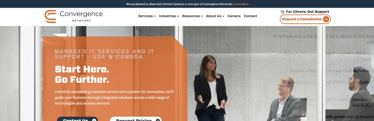 Convergence Networks managed IT and healthcare compliance homepage serving the Detroit area
