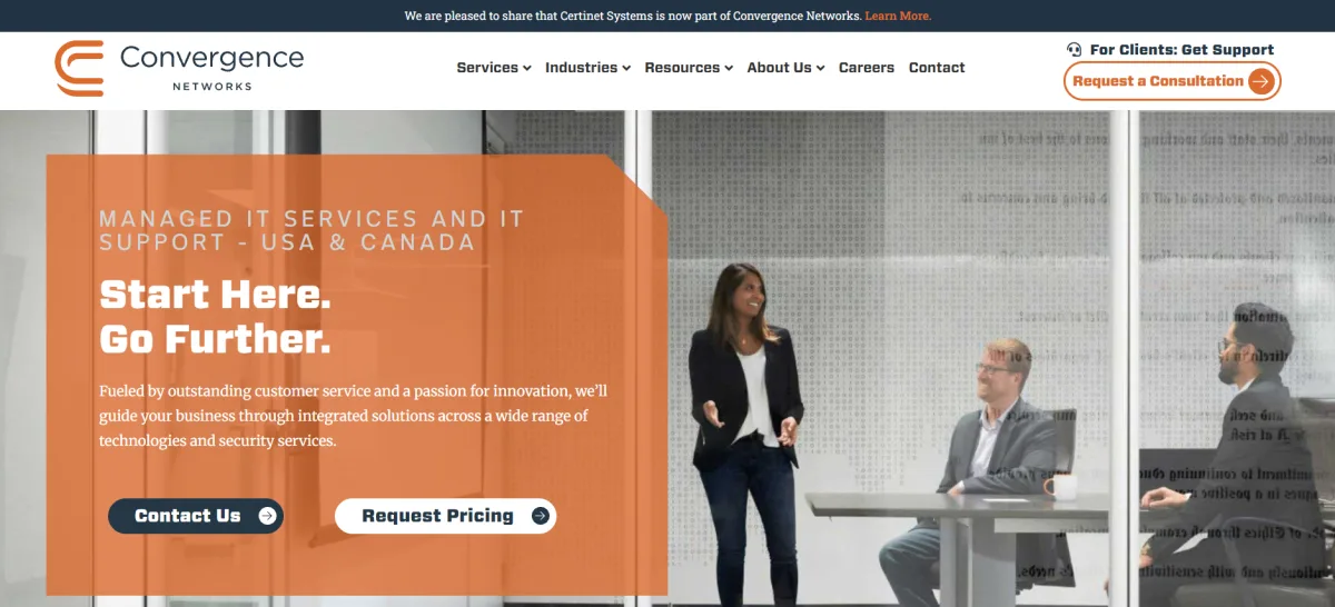 Convergence Networks managed IT for manufacturing in Portland homepage