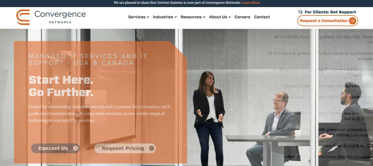 Convergence Networks Portland managed IT services, homepage