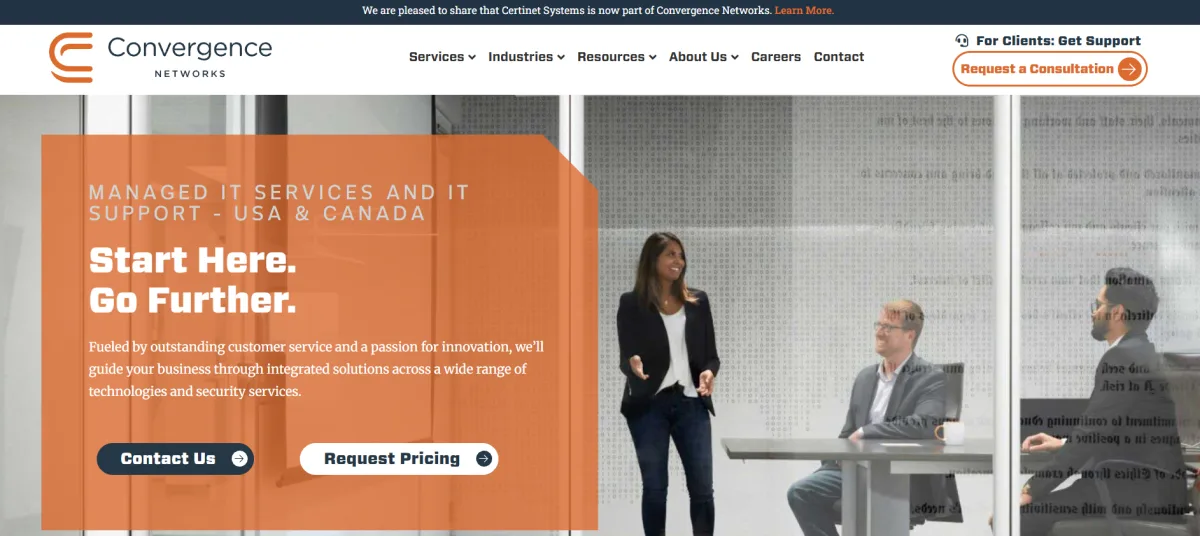 Convergence Networks managed IT services Portland technology companies homepage