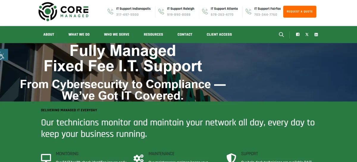Core Managed logistics and trucking IT in Indianapolis homepage
