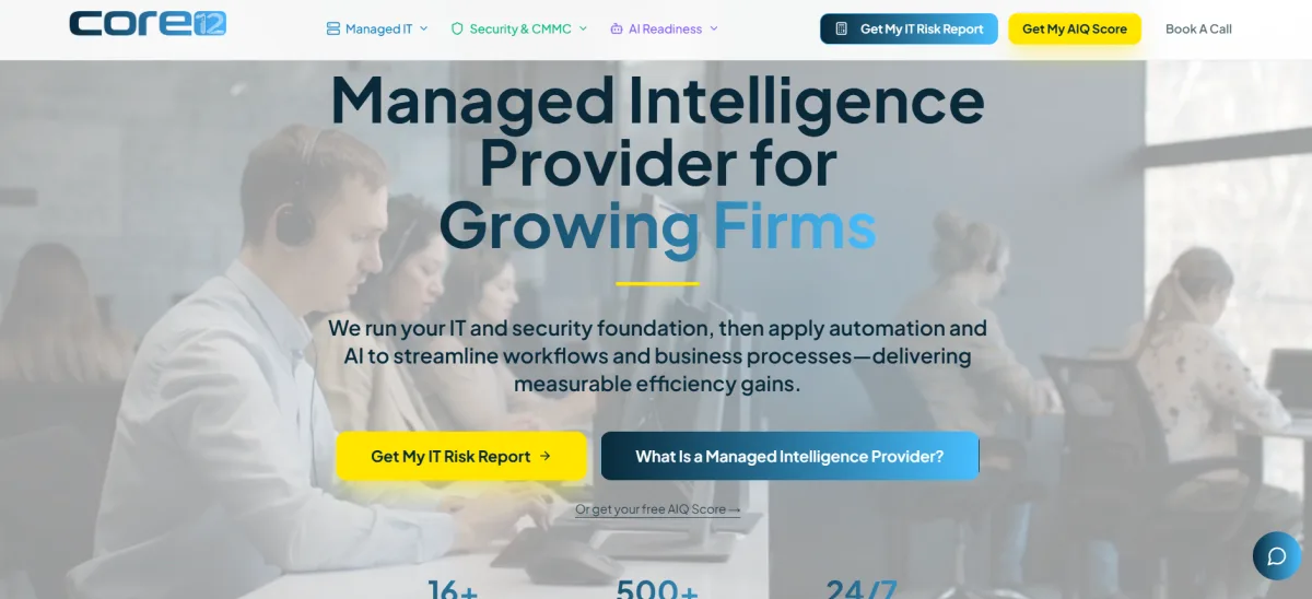 Core12 managed intelligence provider for growing firms homepage