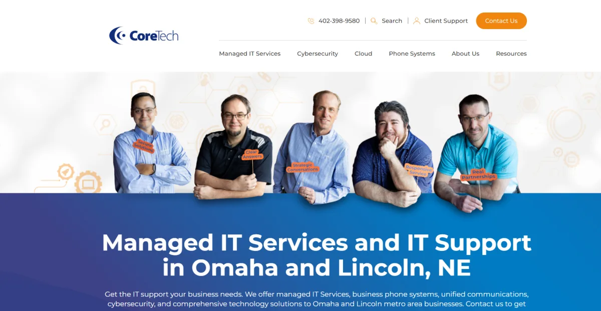 CoreTech Omaha managed IT financial services — homepage