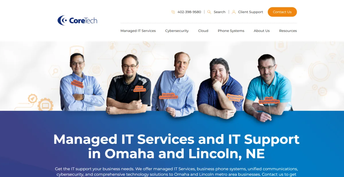CoreTech managed IT services Omaha homepage