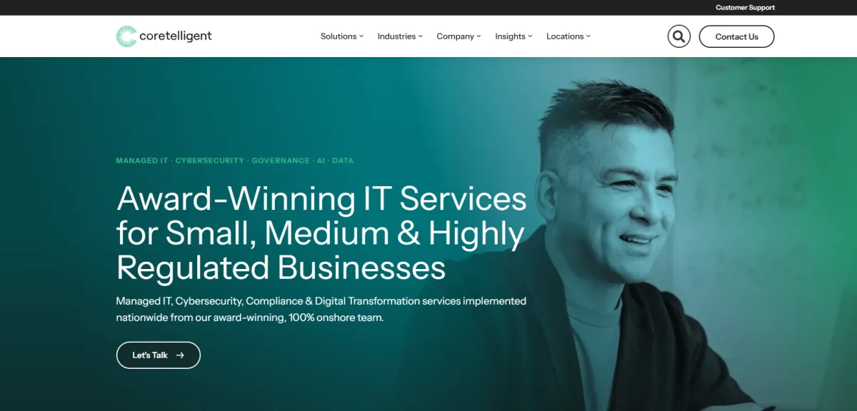 Coretelligent financial services IT compliance San Francisco homepage
