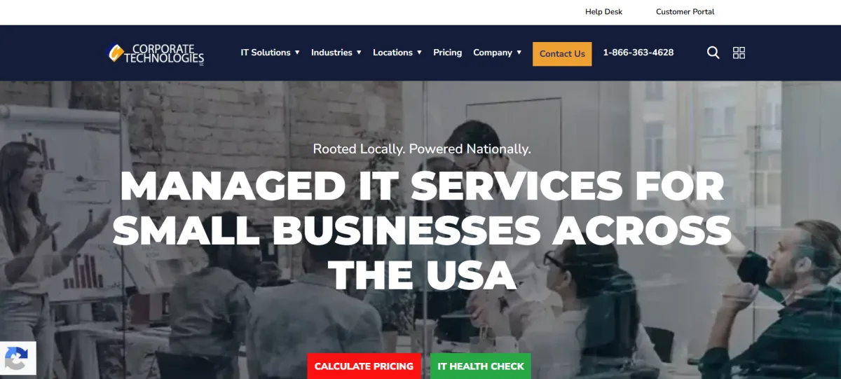 Corporate Technologies managed IT services Eden Prairie Minneapolis homepage