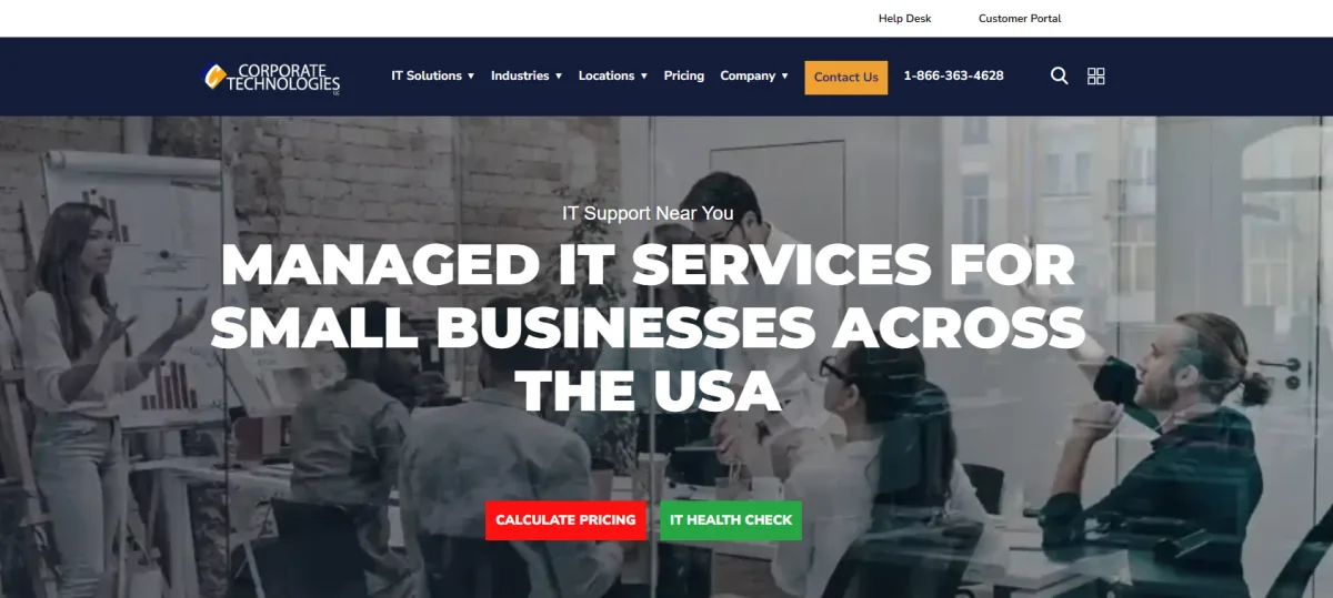 Corporate Technologies homepage healthcare managed IT Iowa