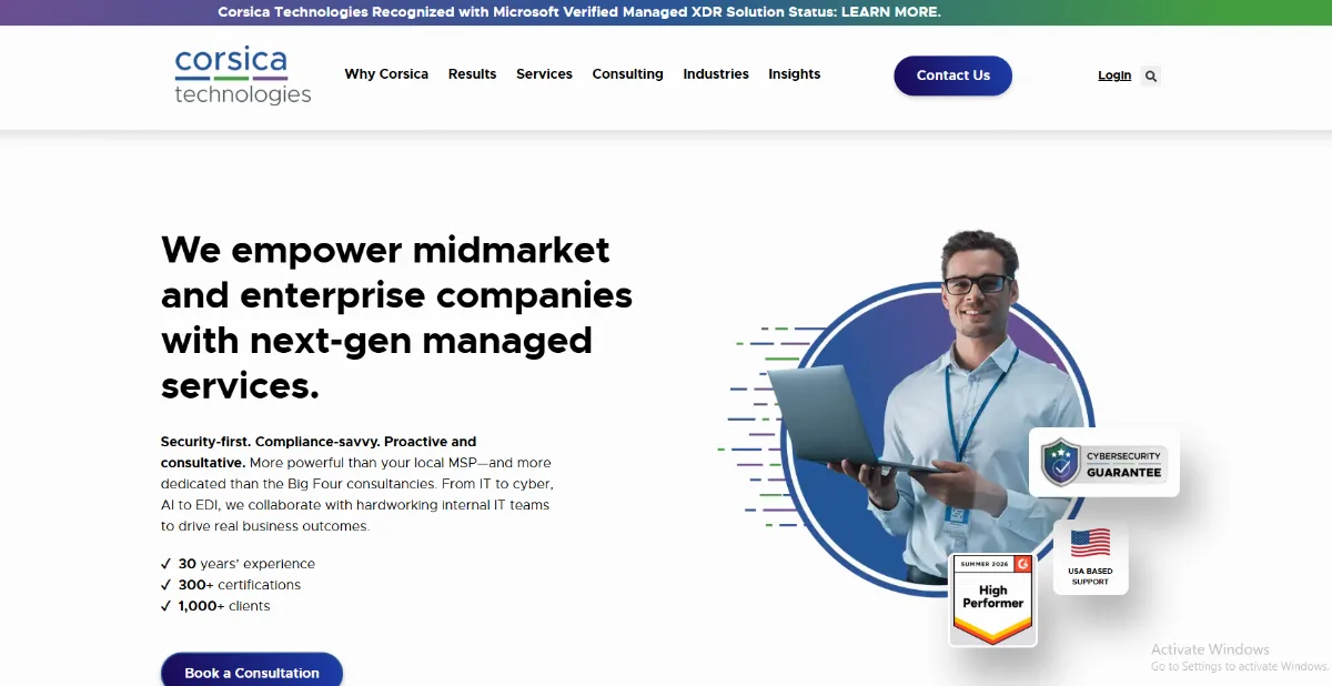 Corsica Technologies managed IT cybersecurity — homepage
